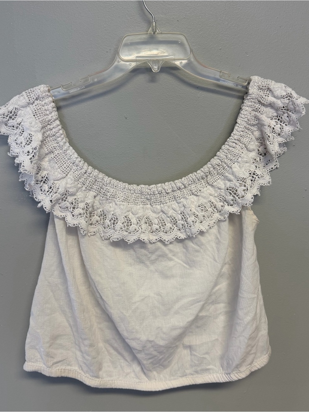 Mossimo Supply Co. White Crochet Ruffle Off-Shoulder Camisole